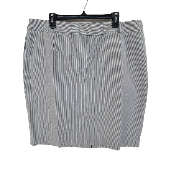 Talbots NWT Women's Seersucket Mini Skirt white  Blue Striped Size 20 Costal - Picture 1 of 9